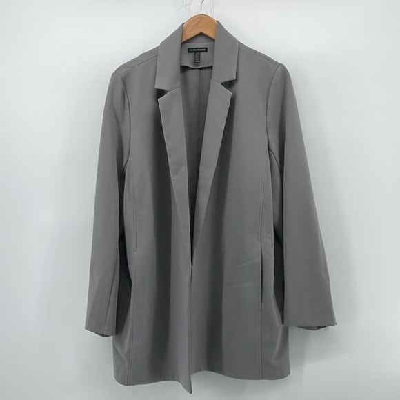 Eileen Fisher Flex Tencel Ponte Notch Collar Jacket in Gray XL A17 - Picture 2 of 7